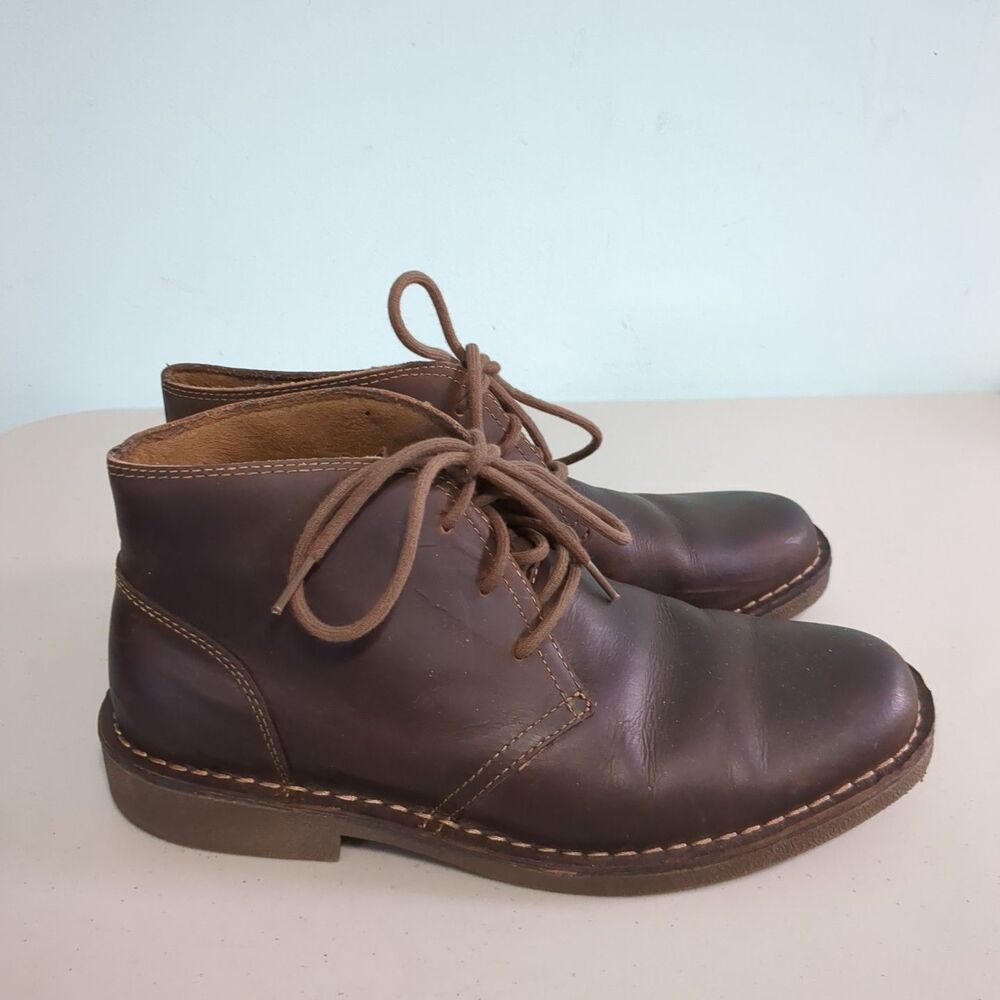 CHAPS CHUKKA DESERT BOOTS MEN'S 10M BROWN CASUAL Oiled Leather Finish